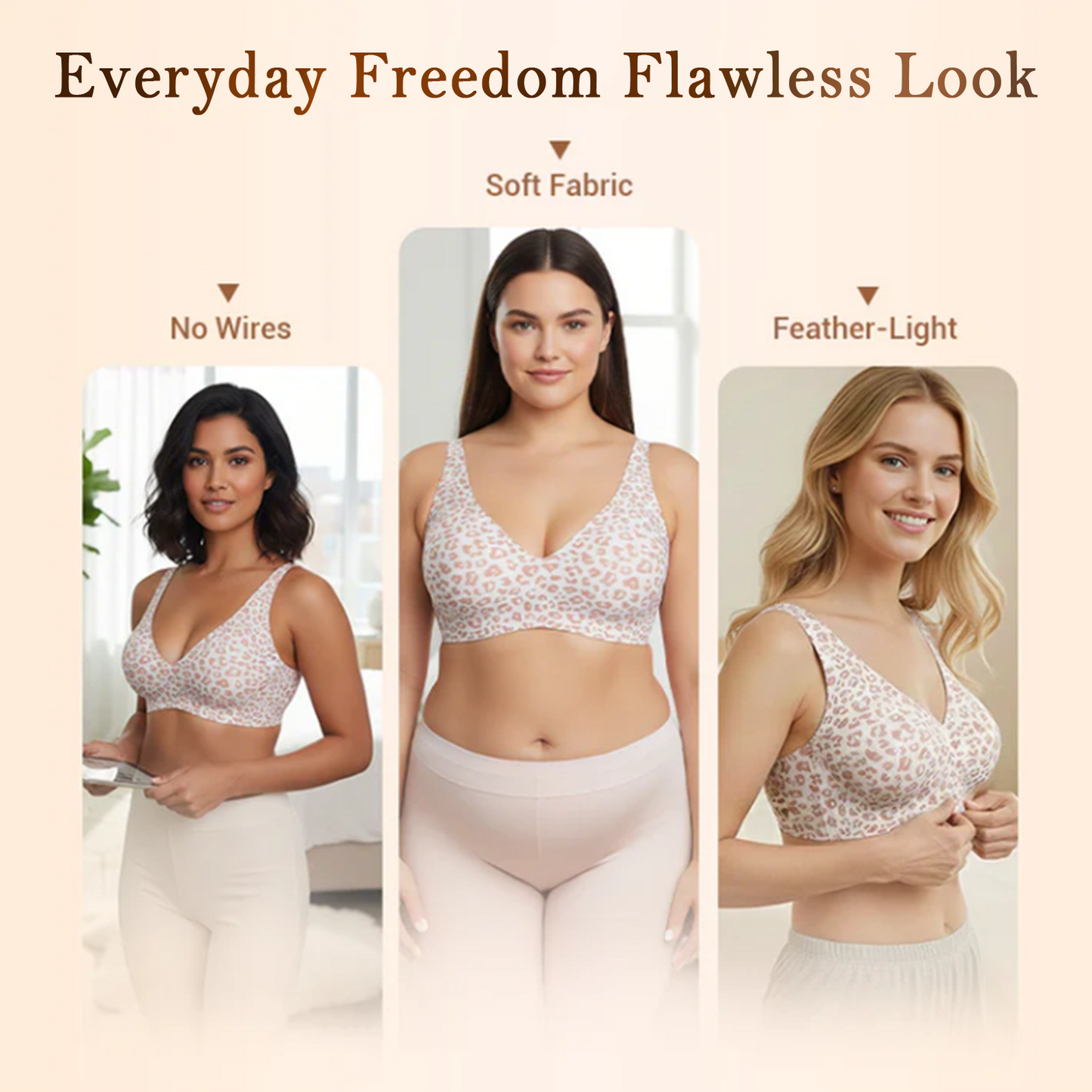 2-Piece Set💕 NESLEMY Wireless Womens Comfortable Wireless Bras Push Up Bralettes Invisible Tshirts Bras Deep V 24/7 Bras