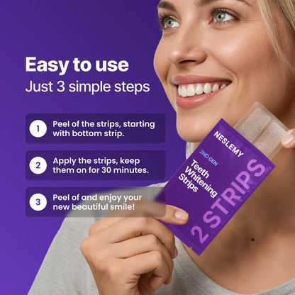 NESLEMY Purple Teeth Whitening Strips - 7/21 Whitening Sessions - Safe for Enamel - Non Sensitive Teeth Whitening - Peroxide-Free