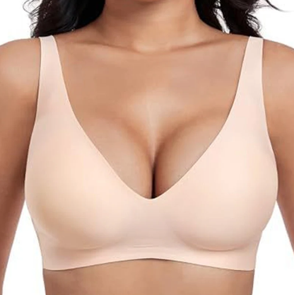2-Piece Set💕 NESLEMY Wireless Womens Comfortable Wireless Bras Push Up Bralettes Invisible Tshirts Bras Deep V 24/7 Bras