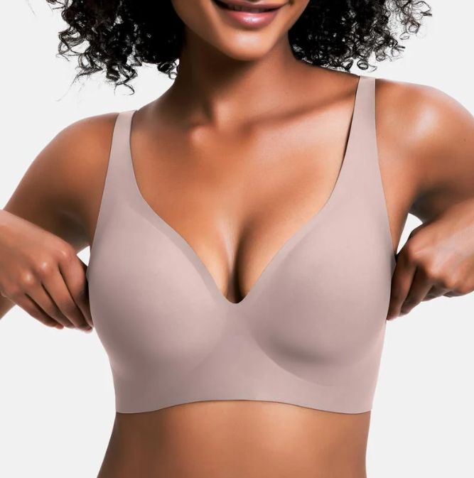 2-Piece Set💕 NESLEMY Wireless Womens Comfortable Wireless Bras Push Up Bralettes Invisible Tshirts Bras Deep V 24/7 Bras