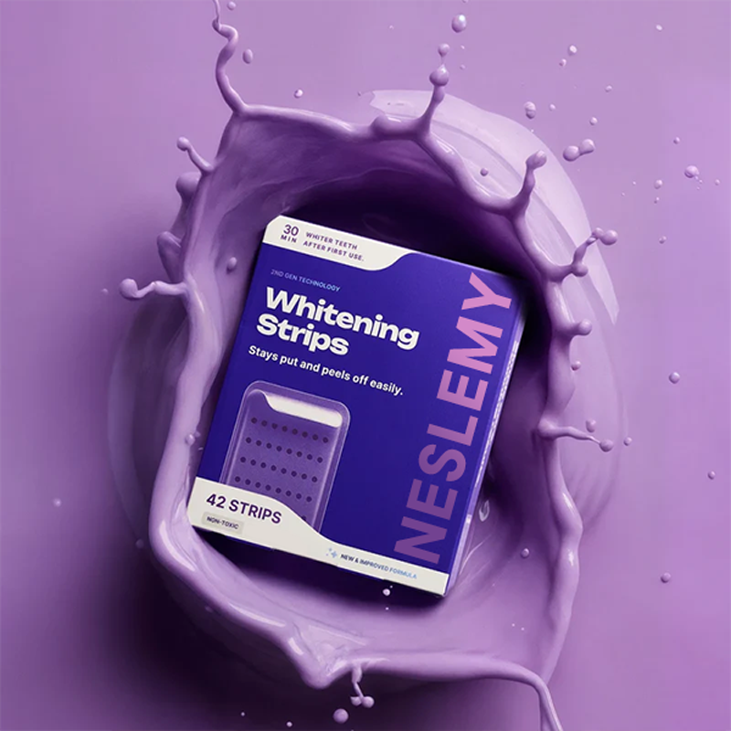 NESLEMY Purple Teeth Whitening Strips - 7/21 Whitening Sessions - Safe for Enamel - Non Sensitive Teeth Whitening - Peroxide-Free