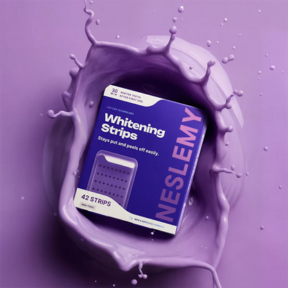 NESLEMY Purple Teeth Whitening Strips - 7/21 Whitening Sessions - Safe for Enamel - Non Sensitive Teeth Whitening - Peroxide-Free