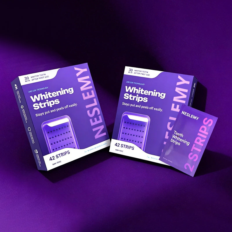 NESLEMY Purple Teeth Whitening Strips - 7/21 Whitening Sessions - Safe for Enamel - Non Sensitive Teeth Whitening - Peroxide-Free