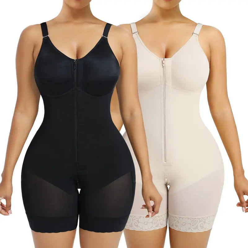 NESLEMY Fajas Colombianas shapewear for Women Body-Shaping Butt Lifter Shaper with Zipper Crotch detachable shoulder strap