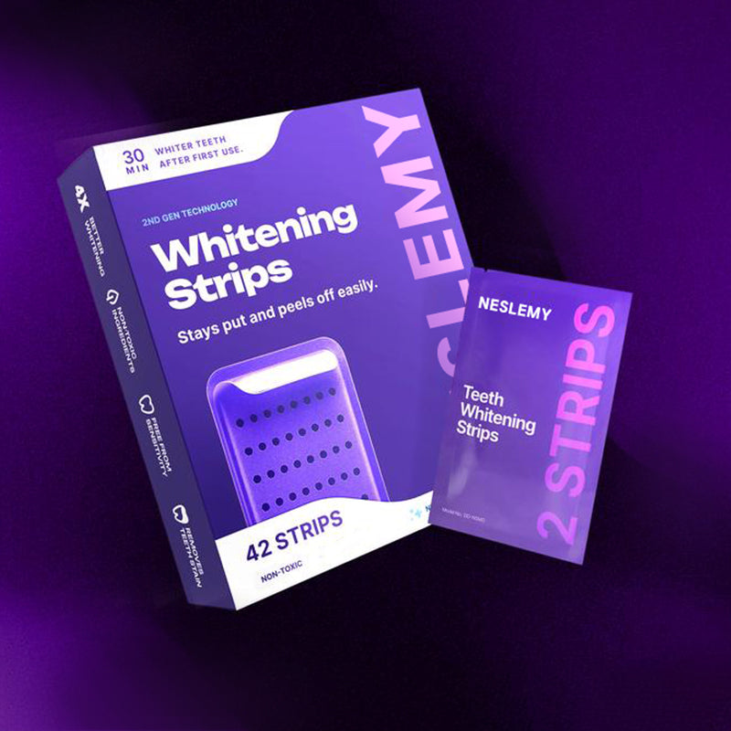 NESLEMY Purple Teeth Whitening Strips - 7/21 Whitening Sessions - Safe for Enamel - Non Sensitive Teeth Whitening - Peroxide-Free