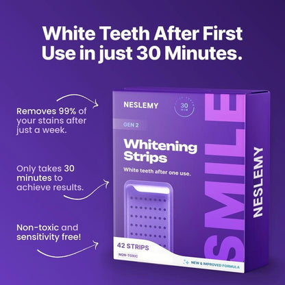 NESLEMY Purple Teeth Whitening Strips - 7/21 Whitening Sessions - Safe for Enamel - Non Sensitive Teeth Whitening - Peroxide-Free