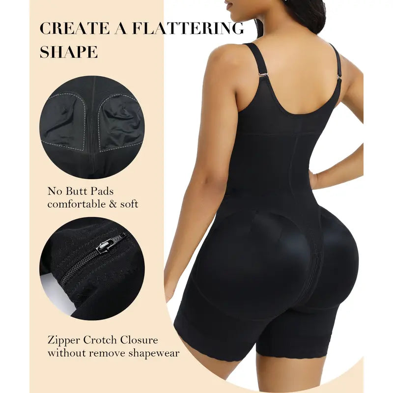 NESLEMY Fajas Colombianas shapewear for Women Body-Shaping Butt Lifter Shaper with Zipper Crotch detachable shoulder strap