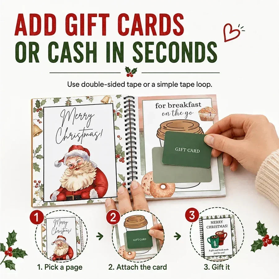 🔥 Christmas Gift Card Book🔥 – 12 Gift Card Pages & Personal Message Holder