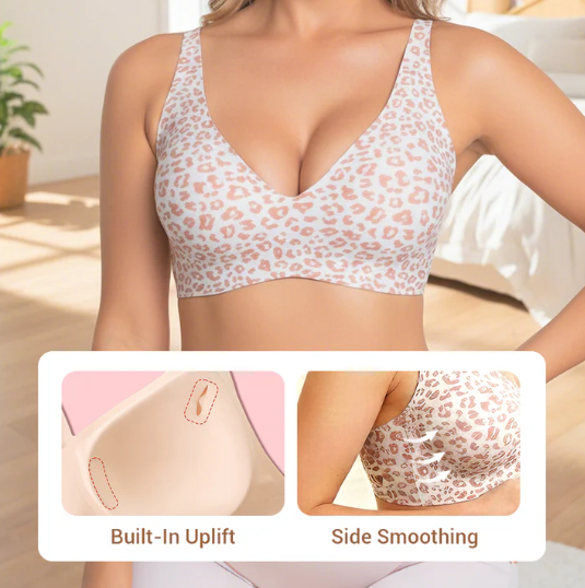 2-Piece Set💕 NESLEMY Wireless Womens Comfortable Wireless Bras Push Up Bralettes Invisible Tshirts Bras Deep V 24/7 Bras