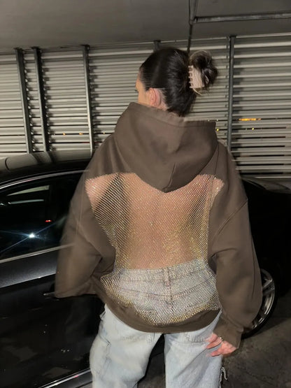 NESLEMY™ Backstage Crystal-Mesh Hoodie