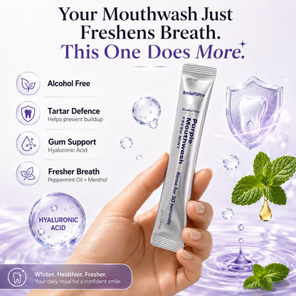 Purple Mouthwash -Sachets 20 Pack -Peroxide-Free - AlcoholFree - Vegan Mint