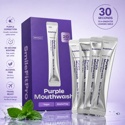 Purple Mouthwash -Sachets 20 Pack -Peroxide-Free - AlcoholFree - Vegan Mint