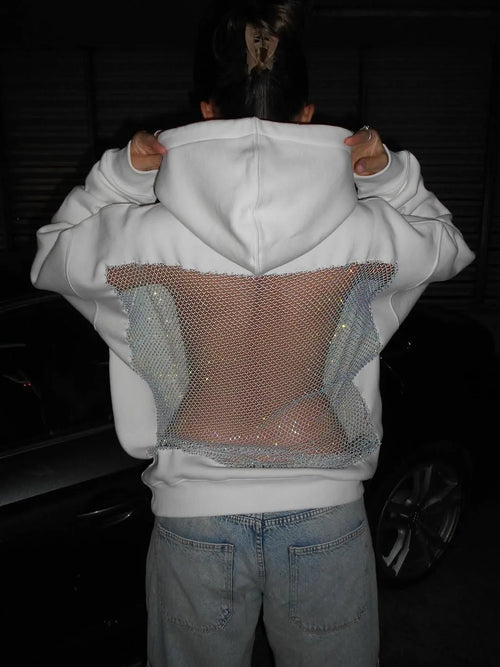 NESLEMY™ Backstage Crystal-Mesh Hoodie