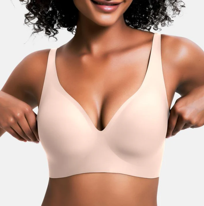 2-Piece Set💕 NESLEMY Wireless Womens Comfortable Wireless Bras Push Up Bralettes Invisible Tshirts Bras Deep V 24/7 Bras